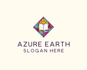 Religious Book Stained Glass logo design