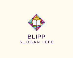 Religious Book Stained Glass logo design
