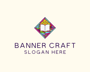 Religious Book Stained Glass logo design