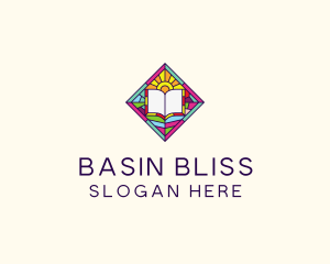 Religious Book Stained Glass logo design