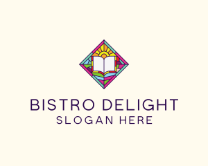 Religious Book Stained Glass logo design