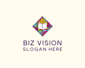 Religious Book Stained Glass logo design