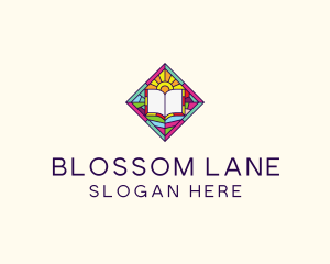 Religious Book Stained Glass logo design