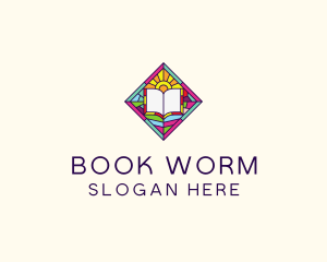 Book - Religious Book Stained Glass logo design