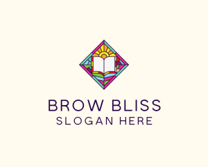 Religious Book Stained Glass logo design