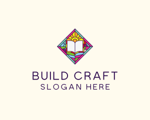 Religious Book Stained Glass logo design