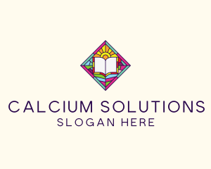 Religious Book Stained Glass logo design