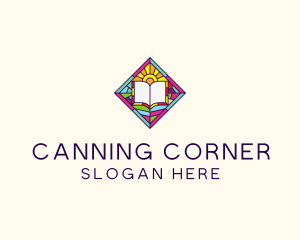 Religious Book Stained Glass logo design