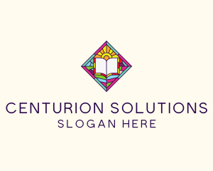 Religious Book Stained Glass logo design