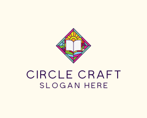 Religious Book Stained Glass logo design