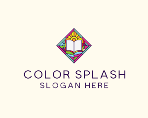 Religious Book Stained Glass logo design