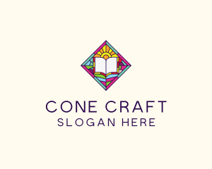 Religious Book Stained Glass logo design