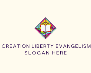 Religious Book Stained Glass logo design