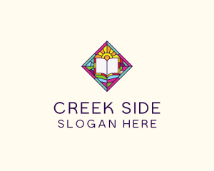 Religious Book Stained Glass logo design