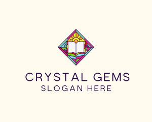 Religious Book Stained Glass logo design