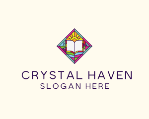 Religious Book Stained Glass logo design