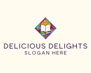 Religious Book Stained Glass logo design