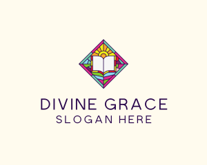 Religious - Religious Book Stained Glass logo design