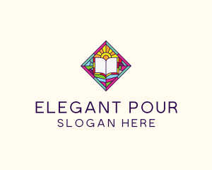 Religious Book Stained Glass logo design