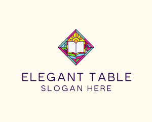 Religious Book Stained Glass logo design