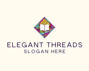 Religious Book Stained Glass logo design