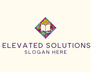 Religious Book Stained Glass logo design