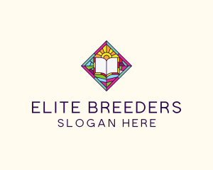 Religious Book Stained Glass logo design