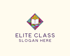 Religious Book Stained Glass logo design