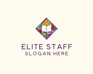 Religious Book Stained Glass logo design