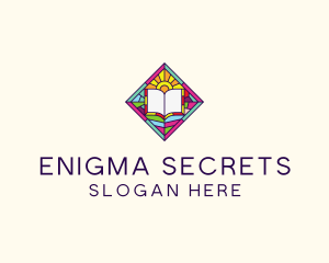 Religious Book Stained Glass logo design