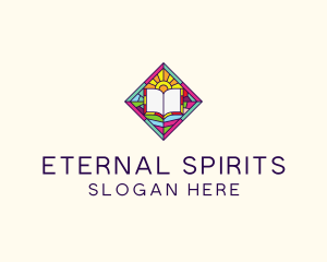 Religious Book Stained Glass logo design