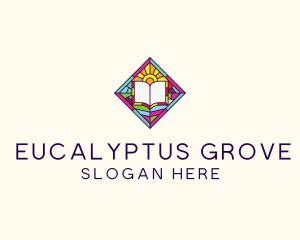 Religious Book Stained Glass logo design