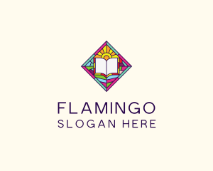 Religious Book Stained Glass logo design