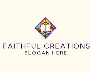 Faith - Religious Book Stained Glass logo design