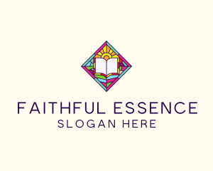 Faith - Religious Book Stained Glass logo design