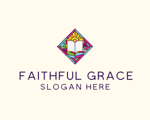 Religious - Religious Book Stained Glass logo design