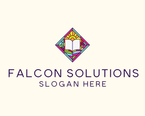 Religious Book Stained Glass logo design