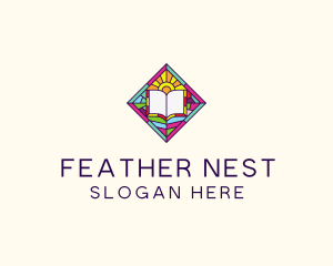 Religious Book Stained Glass logo design