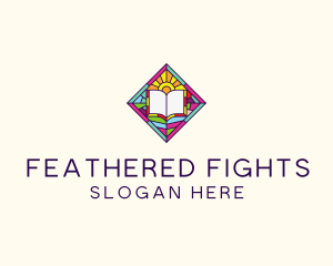 Religious Book Stained Glass logo design