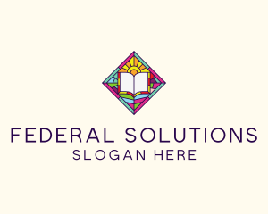 Religious Book Stained Glass logo design