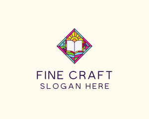 Religious Book Stained Glass logo design