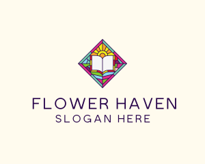 Religious Book Stained Glass logo design