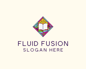 Religious Book Stained Glass logo design