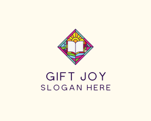 Religious Book Stained Glass logo design