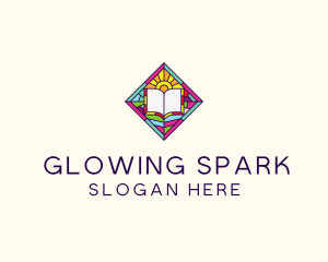 Religious Book Stained Glass logo design