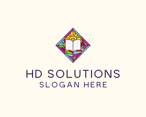 Religious Book Stained Glass logo design