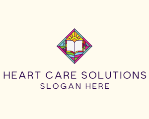 Religious Book Stained Glass logo design