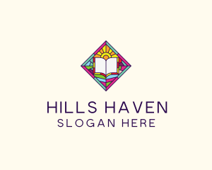 Religious Book Stained Glass logo design