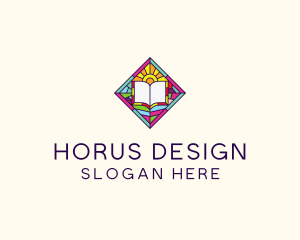 Religious Book Stained Glass logo design