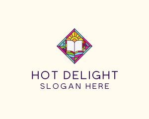 Religious Book Stained Glass logo design